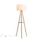 Scandinavische vloerlamp hout met stoffen kap wit - Lou, Verzenden, Nieuw, Hout, Scandinavisch