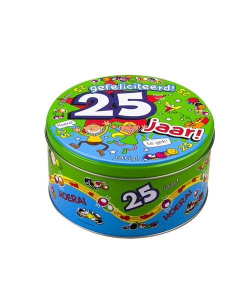 Snoeptrommel 25 Jaar 14cm, Hobby en Vrije tijd, Feestartikelen, Nieuw, Verzenden