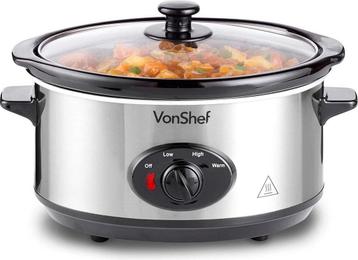 VonShef Slowcooker | 3,5L | 3 warmtestanden | RVS | Veilig beschikbaar voor biedingen