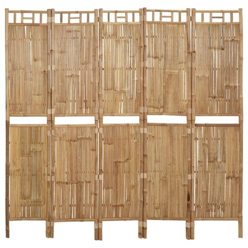 vidaXL Kamerscherm met 5 panelen 200x180 cm bamboe, Huis en Inrichting, Woonaccessoires | Kamerschermen, Nieuw, Verzenden