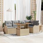 vidaXL Tuin Sofa Set met opslag 6 pcs Beige Poly riet, Verzenden, Nieuw, Rotan