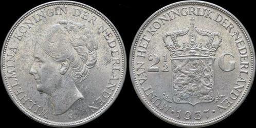 Netherlands Wilhelmina I 2 1/2 gulden(rijksdaalder)1937 z..., Postzegels en Munten, Munten | Europa | Niet-Euromunten, Verzenden