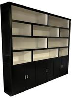 Zwarte design vakkenkast ongelijke vakken 300 x 240cm, Huis en Inrichting, Kasten | Buffetkasten, Ophalen of Verzenden, Nieuw