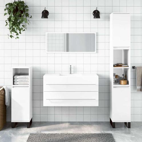 vidaXL Badkamerkast met spiegel bewerkt hout hoogglans wit, Huis en Inrichting, Badkamer | Badkamermeubels, Nieuw, Verzenden