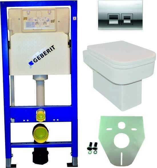 Geberit UP 100 +Carre+wc+zitting+Delta 50 mat chroom, Doe-het-zelf en Verbouw, Sanitair, Nieuw, Verzenden