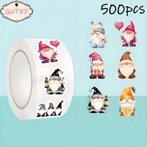 500 stickers labels kerstetiketten santa, trol, gnome van e, Huis en Inrichting, Woonaccessoires | Kunstplanten en Kunstbloemen