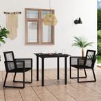 vidaXL 3-delige Tuinset PVC-rattan zwart, 2 zitplaatsen, Kunststof, Verzenden, Nieuw