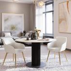 Eetkamerstoel Marilyn, koordlook, gestoffeerd - creme/goud,, Huis en Inrichting, Stoelen, Verzenden, Nieuw