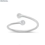 Zilveren double solitair ring rhodium, Verzenden, Nieuw, Zilver