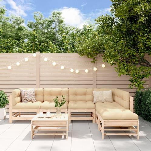 vidaXL 7-delige Loungeset met kussens massief teak, Tuin en Terras, Tuinsets en Loungesets, Loungeset, Nieuw, 7 zitplaatsen, Hout