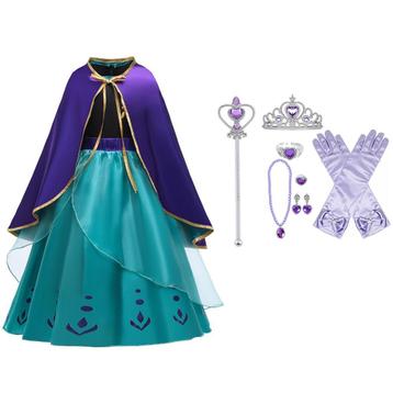 Frozen 2 Anna prinsessenjurk paarse cape+accessoires 98/152