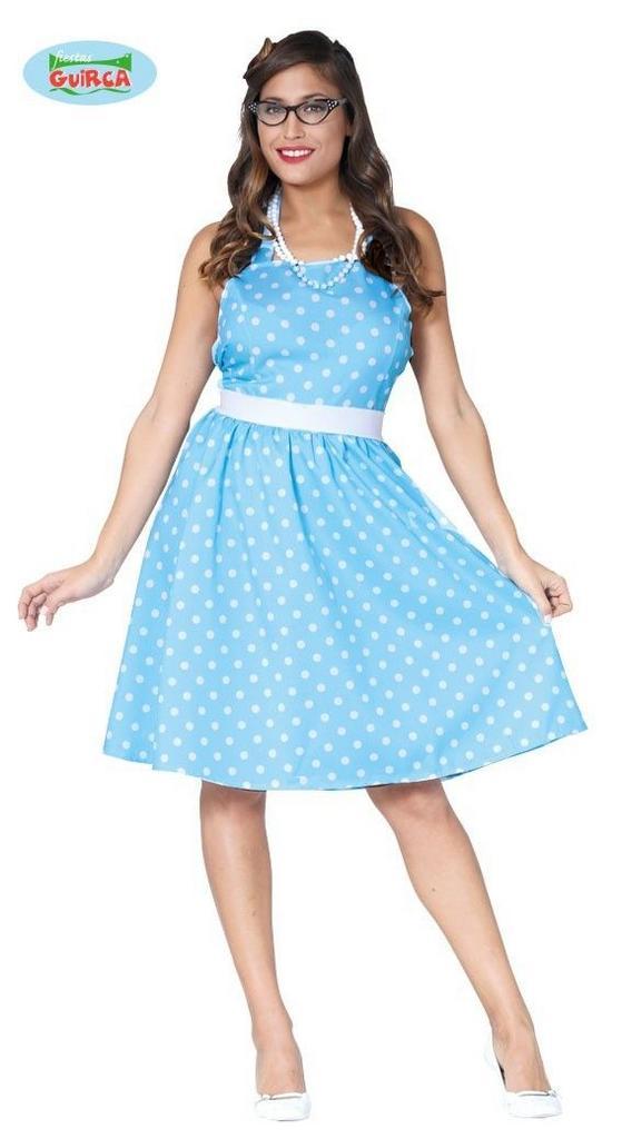 Blauwe polkadot jurk, Hobby en Vrije tijd, Feestartikelen, Feestartikel, Nieuw, Verzenden