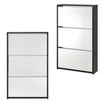 Schoenenkast met spiegels 3 vouwdeuren 102,5x63x17 cm zwart, Huis en Inrichting, Kasten | Schoenenkasten, Verzenden, Nieuw