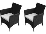 vidaXL - Tuinstoelen - 2 - st - poly - rattan - zwart, Verzenden, Zo goed als nieuw