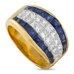Ring - 18 karaat 18K Geel Goud 2,22ct Diamant en Saffier, Nieuw