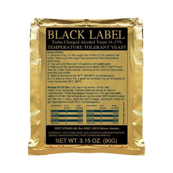 Black label - Vodka Turbo gist / yeast 14-17% - 90 g, Huis en Inrichting, Keuken | Potten en Pannen, Overige typen, Nieuw, Ophalen of Verzenden