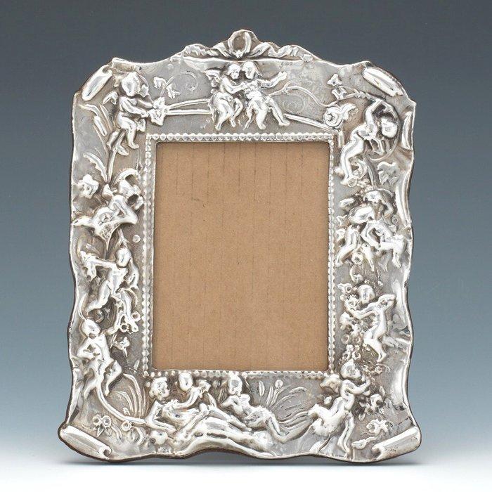 Lijst - Zilver - Sermon met cupids en bloemen, Antiek en Kunst, Antiek | Goud en Zilver