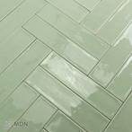 Handvorm tegels 7,5 x 30 cm jade groen
