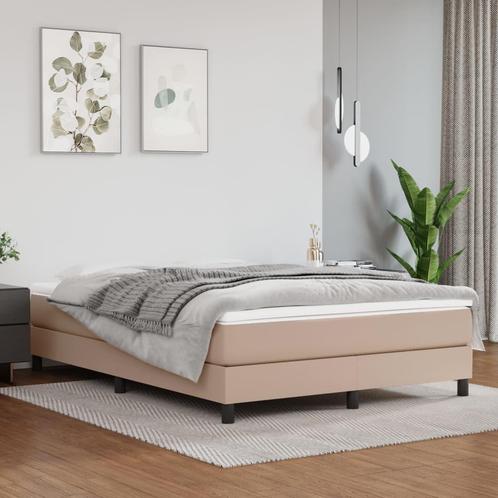 vidaXL Boxspring met matras kunstleer cappuccinokleurig, Huis en Inrichting, Slaapkamer | Bedden, 140 cm, 190 cm of minder, Bruin