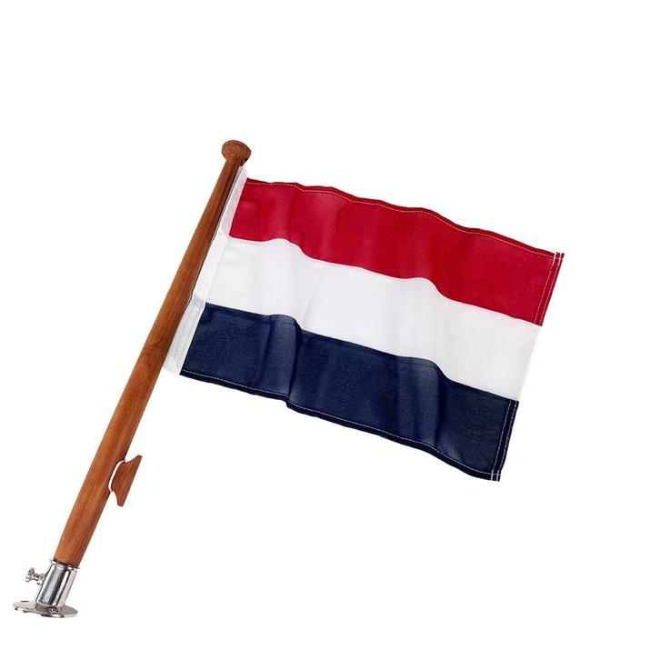 Teak Houten Vlaggenstok 75 cm Compleet met Houder en Nederla, Diversen, Vlaggen en Wimpels, Nieuw, Ophalen of Verzenden