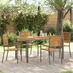 vidaXL Tuinstapelstoelen 4 pcs Bruin en Grijs, Tuin en Terras, Verzenden, Nieuw