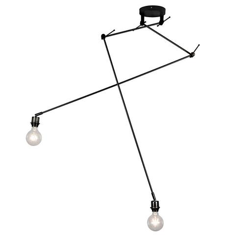 Moderne hanglamp zwart zonder kap 2-lichts - Blitz, Huis en Inrichting, Lampen | Hanglampen, Nieuw, Overige materialen, 75 cm of meer