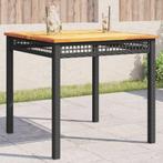 vidaXL Tuintafel 80x80x75 cm poly rattan en acaciahout zwart, Verzenden, Nieuw