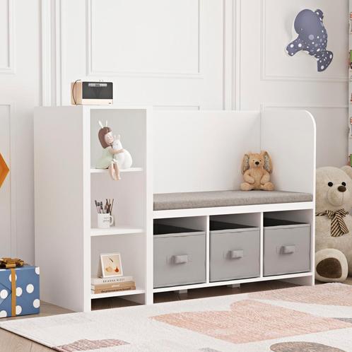 Kinderrek Høylandet met zitbank 76x112x40 cm wit en grijs [e, Kinderen en Baby's, Kinderkamer | Overige Meubels, Nieuw, Verzenden