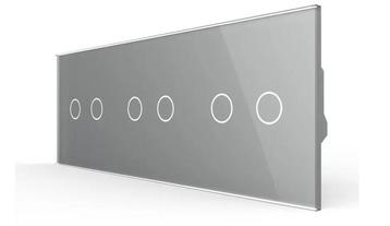 Livolo Touch Rolluik Schakelaar | 2 + 2 + 2 | Grijs Glas | beschikbaar voor biedingen