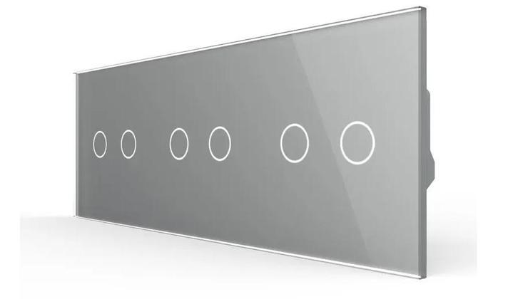 Livolo Touch Rolluik Schakelaar | 2 + 2 + 2 | Grijs Glas |, Doe-het-zelf en Verbouw, Elektra en Kabels, Schakelaar, Nieuw, Ophalen of Verzenden