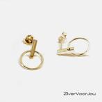 Gold plated 925  zilver staaf ringetje oorstekers, Sieraden, Tassen en Uiterlijk, Oorbellen, Verzenden, Nieuw, Zilver