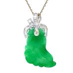 Witgouden vintage hanger met jade en diamant 14 kt, Ophalen of Verzenden, Nieuw
