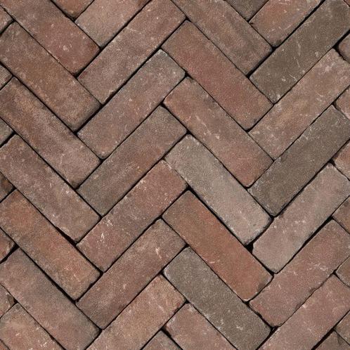 Gebruikte dikformaat 80 Novoton bruin rood bezand getromm..., Tuin en Terras, Tegels en Klinkers, Keramiek, Ophalen of Verzenden