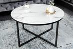 Elegante salontafel BOUTIQUE 80cm wit rond kristalglas met, Huis en Inrichting, Tafels | Salontafels, Ophalen of Verzenden, Nieuw