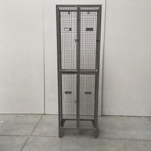 4-deurs grijze metalen gaaslockerkast - 197x62x32 cm, Huis en Inrichting, Kasten | Lockerkasten, Ophalen of Verzenden