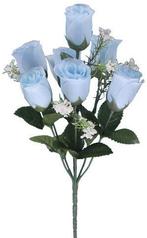 Zijden Roos Babyblauw 8 stuks Bundel met gips, Hobby en Vrije tijd, Ophalen of Verzenden, Nieuw