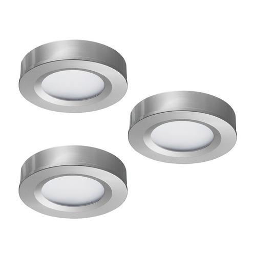 Ledisons LED-opbouwspot set 3 stuks Adria zilver 3W dimbaar, Huis en Inrichting, Lampen | Spots