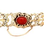 Gouden vintage armband met bloedkoraal 14 krt, Sieraden, Tassen en Uiterlijk, Armbanden, Ophalen of Verzenden, Nieuw
