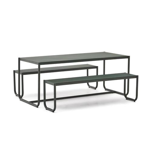 *WOONWINKEL* Kave Home Sotil Picknick Tuintafel Groen Metaal, Tuin en Terras, Tuinsets en Loungesets, Nieuw, Verzenden