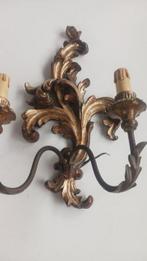 Wandkandelaar - Hout, Metaal - Wandlamp paar