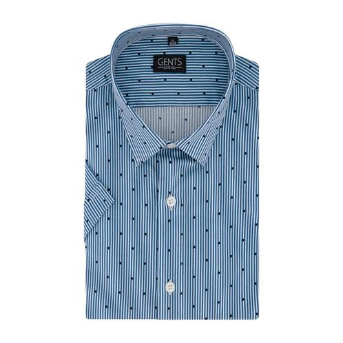 GENTS - Korte mouw streep stip blauw-wit - M 39/40, Kleding | Heren, Overhemden, Verzenden