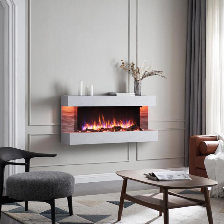 BALDERIA Nivaro Elektrische Wandhaard - Grijs, Huis en Inrichting, Haarden, Elektrische haard, Nieuw