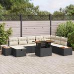 vidaXL Tuin Sofa Set 9 pcs Zwart poly rattan, Tuin en Terras, Verzenden, Nieuw, Rotan