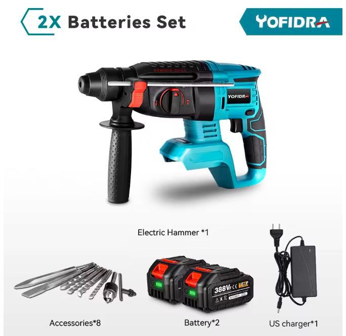 YOFIDRA 1680W Borstelloze Elektrische Hamer Klopboormachine, Doe-het-zelf en Verbouw, Gereedschap | Overige machines, Nieuw, Verzenden