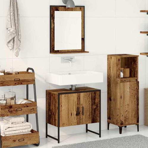 vidaXL Badkamermeubelset 2 pcs Bruin 60 x 33 x 60 cm Bewerkt, Huis en Inrichting, Badkamer | Badkamermeubels, Nieuw, Verzenden