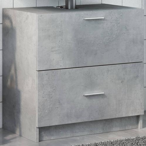 vidaXL Wastafelkast 59x37x59 cm bewerkt hout betongrijs, Huis en Inrichting, Badkamer | Badkamermeubels, Nieuw, Minder dan 100 cm