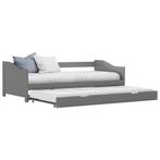 vidaXL Bedbank uittrekbaar grenenhout grijs 90x200 cm, Huis en Inrichting, Slaapkamer | Bedden, 90 cm, Eenpersoons, Verzenden