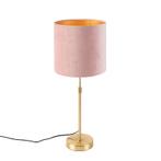 Tafellamp goud/messing met velours kap roze 25 cm - Parte, Huis en Inrichting, Lampen | Tafellampen, Nieuw, Overige stijlen