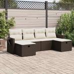 vidaXL 6-delige Loungeset met kussens poly rattan bruin, 6 zitplaatsen, Nieuw, Loungeset, Verzenden