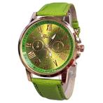 Fako® - Horloge - Geneva - Roman - Metal - Groen, Sieraden, Tassen en Uiterlijk, Horloges | Dames, Verzenden, Nieuw